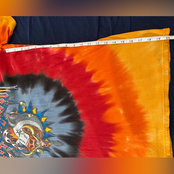 Vintage 90s HARLEY DAVIDSON tie dye hog clown OHIO men’s T-shirt | XL - Picture 7 of 9